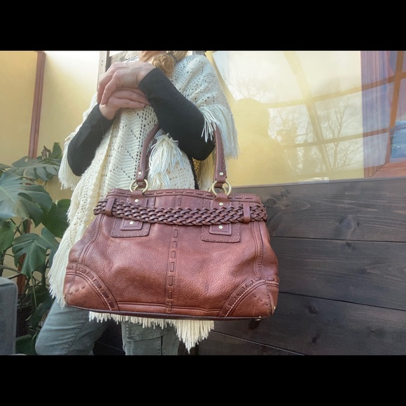 Large Coach Hamptons brown braid carryall - Picture 2 of 7